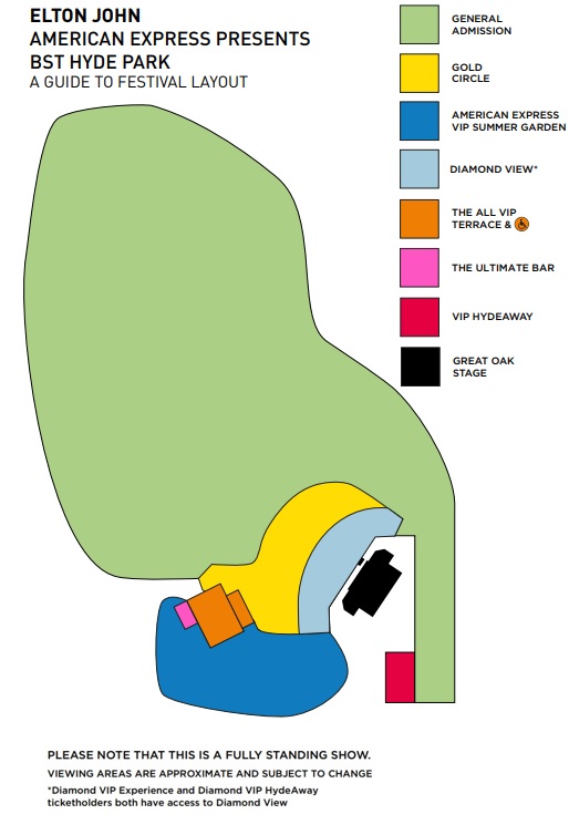 Elton John BST Hyde Park London Map 2022